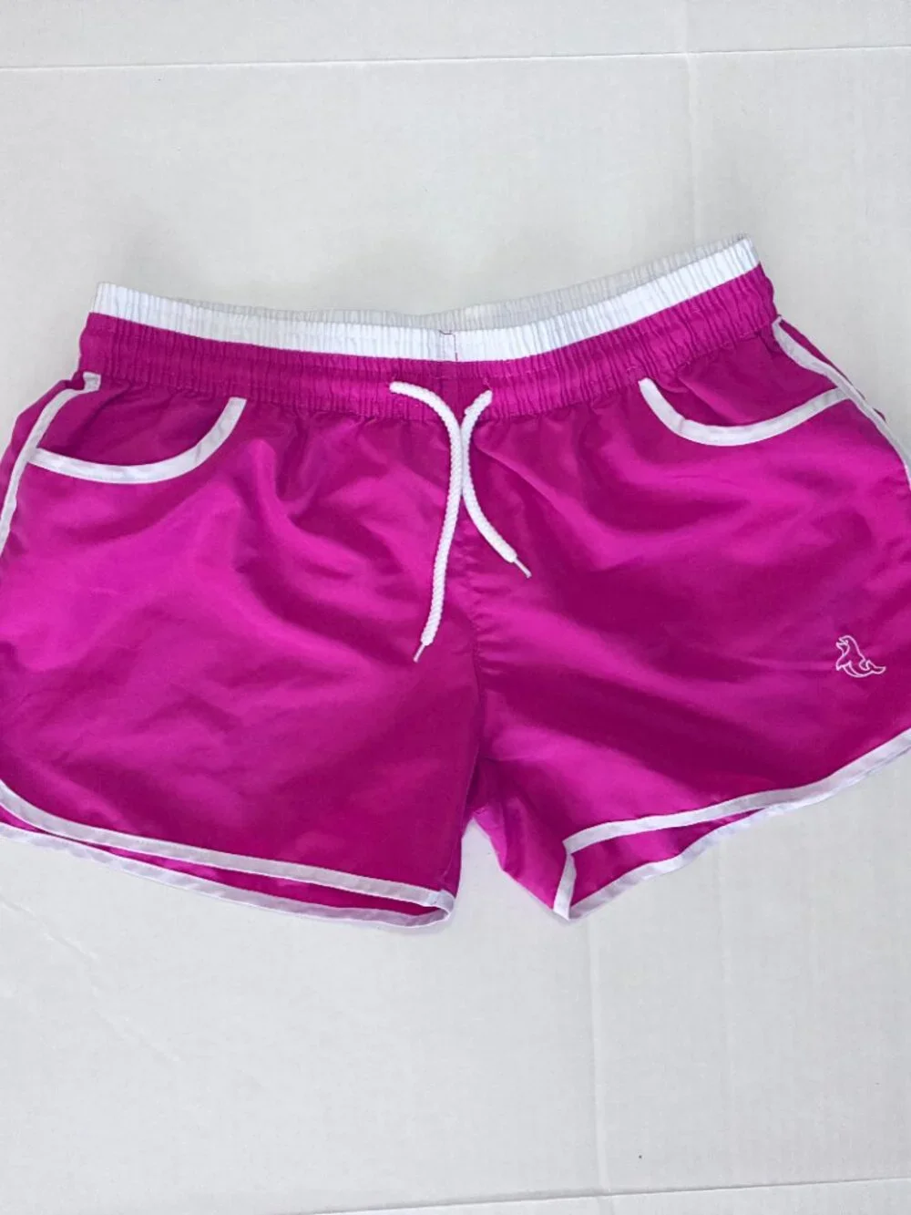 Contrast Trim Dolphin Retro Y2K Running Shorts - Size Small - Pink